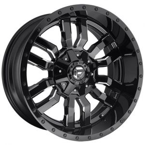 Fuel Sledge 22X9.5 8X165.1 Gloss Black Milled Accents
