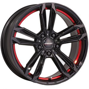 Speedy Redback 17X7.5 5X100 Gloss Black Red Undercut