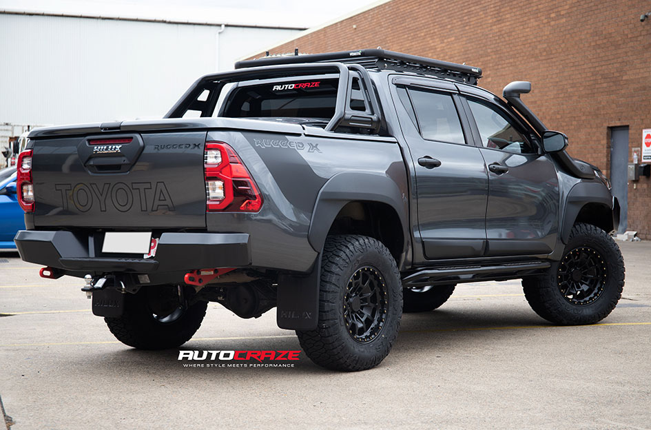 TOYOTA HILUX RUGGED X KMC SUMMIT SATIN BLACK