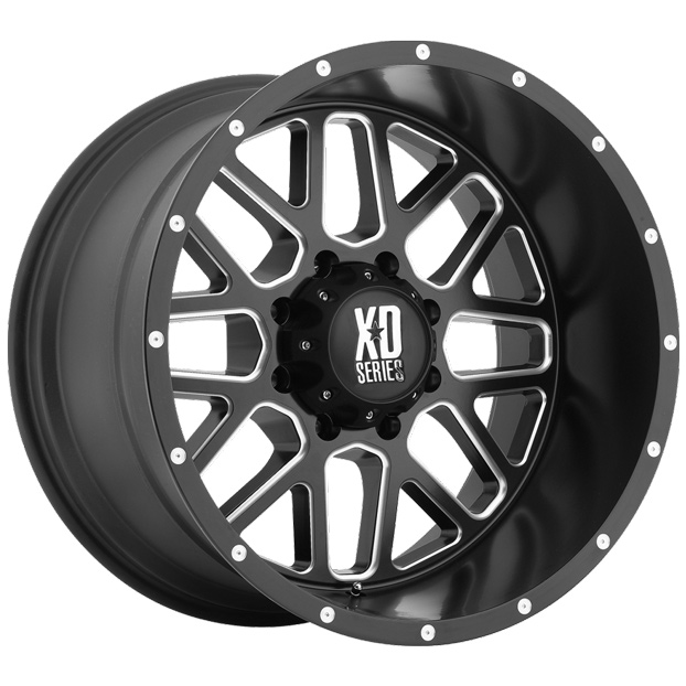 KMC GRENADE XD 16X8 6X139.7 SATIN BLACK MILLED ACCENTS WHEEL & TYRE ...