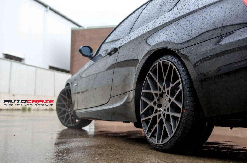 BMW 3 series with rotiform blq wheels and Kumho tyre rear wheel cloes up shot february 2018