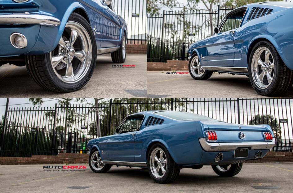ford mustang with REV classics 100 wheel and kumho tyre mulyiple angle shot february 2018